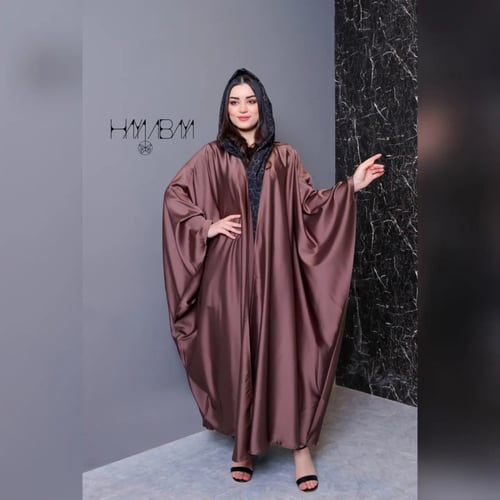 عباية حرير بشت باللون البني