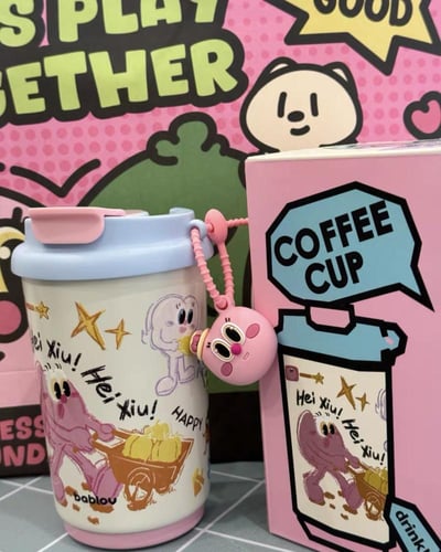 Colorful Coffee cup with strap