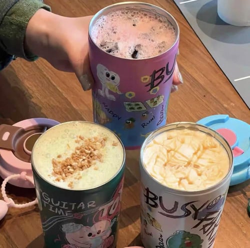 Colorful Coffee cup with strap