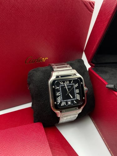 ساعة رجالي كارتييه سانتوس اسود