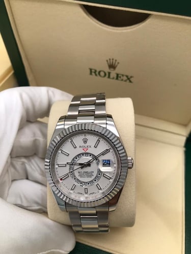 ساعة رولكس رجالي سكاي دولر مينا ابيض