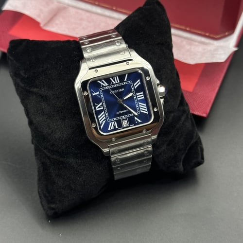 ساعة كارتييه سانتوس رجالي مينا ازرق