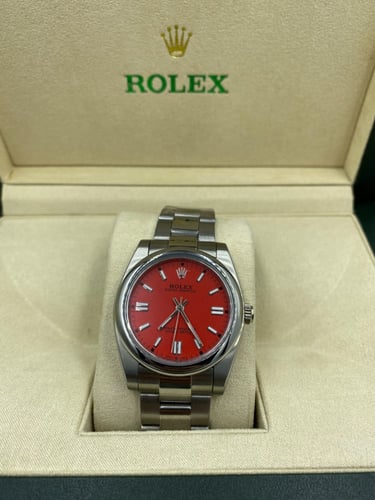 رولكس اويستر بربتشوال رجالي احمر