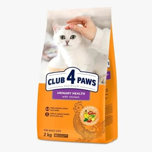 كلوب فور باوز بريميوم يوريناري بالدجاج طعام جاف للقطط البالغة 2 و14 كجم | CLUB 4 PAWS Premium Urinary Health Chicken Dry Food for...