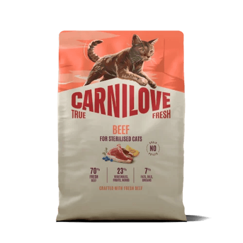 كارنيلوف ترو فريش بنكهة اللحم البقري طعام جاف للقطط البالغة والمعقمة carnilove true Fresh Beef cat food