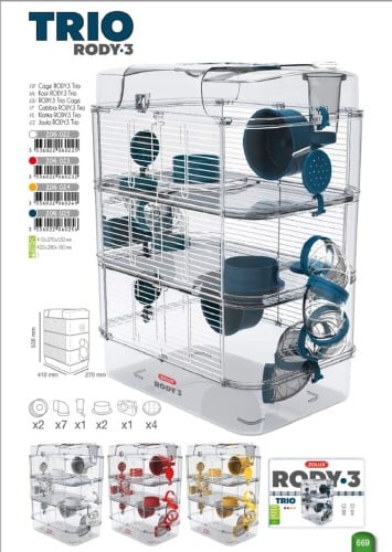 زولوكس رودي 3 قفص ثلاثي - ألوان متعددة ZOLUX Rody....