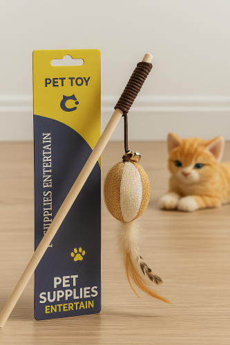 سنارة قطط مع كرة محشوة وريش – لعبة ترفيهية لتحفيز...