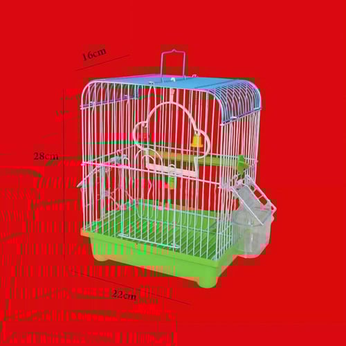 قفص طيور (مأكليتين) - اللون أبيض - قفص للطيور حجم...