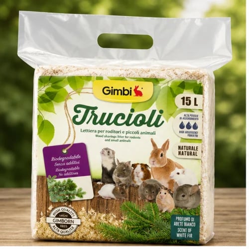 جيمبي نشارة خشب طبيعية للأرانب والهامستر والحيوانات الصغيرة 15 لتر Gimborn Litter For Rodents 15 L