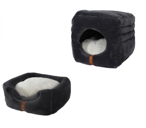 زولوكس بالوما سرير للقطط 2 في 1 - كوخ بيج ورمادي Z...