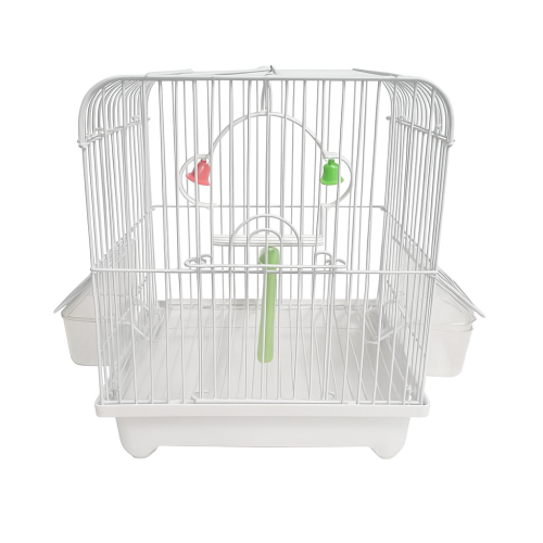 قفص طيور (مأكليتين) - اللون أبيض - قفص للطيور حجم...