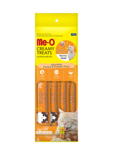 مي أو - مكافآت قطط كريمية بطعم الدجاج واليقطين 4×1...