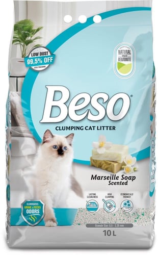 Beso clumping cat litter رمل قطط بيسو 10L روائح مخ...