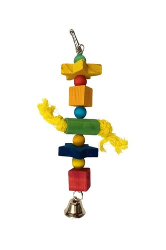 لعبة طيور قطع خشبية مع جرس للبغاوات والطيور الصغير...