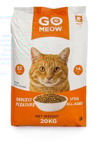 طعام قطط Go Meow بالدجاج – 20 كجم | بروتين 32% دهو...