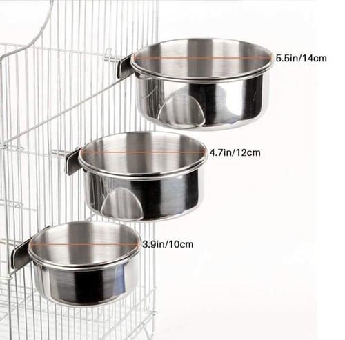 مأكلية بحامل معدني - صحن اكل الببغاء حجم وسط (معلف...