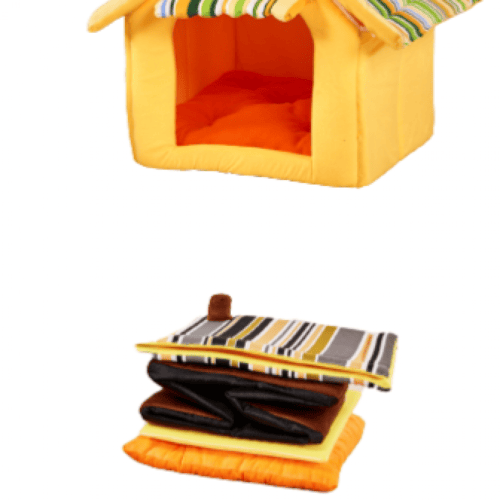 بيوت قطط كوخ قطط مع وسادة سرير قطط (أصفر مع أخضر)...