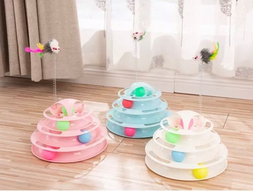 لعبة قطط - القطة الذكية مع الريشة لعبة البرج 4 كرا...