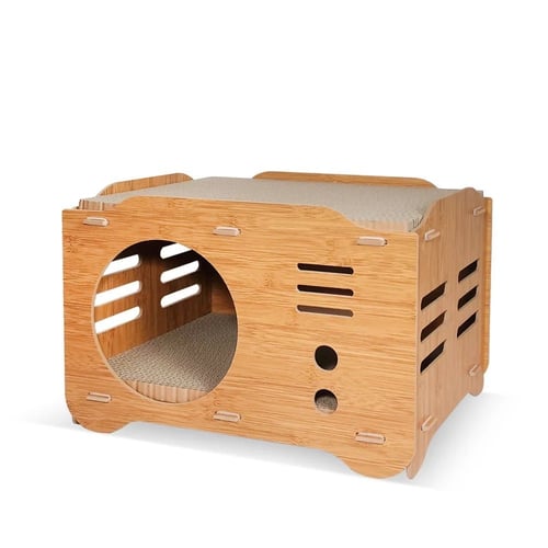 بيت خشبي للقطط - بيت دائري - خداشة قطط