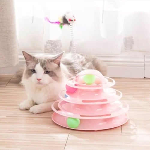 لعبة قطط - القطة الذكية مع الريشة لعبة البرج 4 كرا...