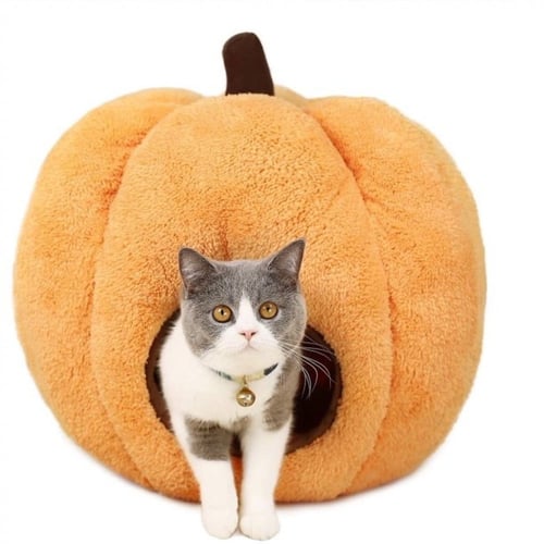 بيت للقطط على شكل يقطين بيوت قطط صغيرة وكبيرة مخمل...