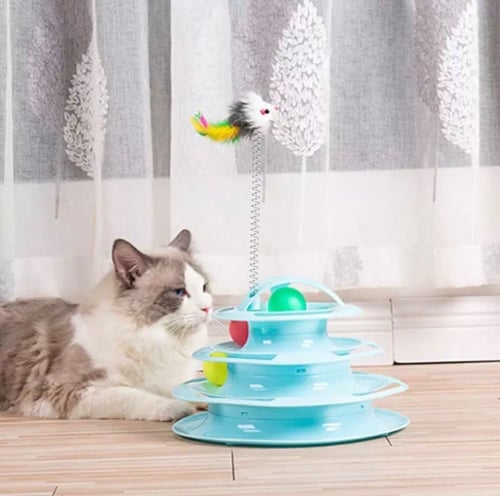 لعبة قطط - القطة الذكية مع الريشة لعبة البرج 4 كرا...