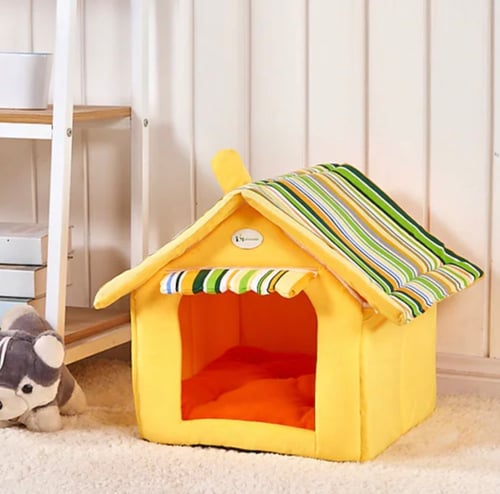 بيوت قطط كوخ قطط مع وسادة سرير قطط (أصفر مع أخضر)...