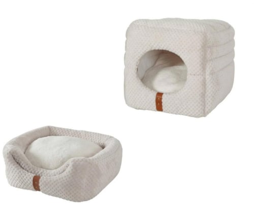 زولوكس بالوما سرير للقطط 2 في 1 - كوخ بيج ورمادي Z...