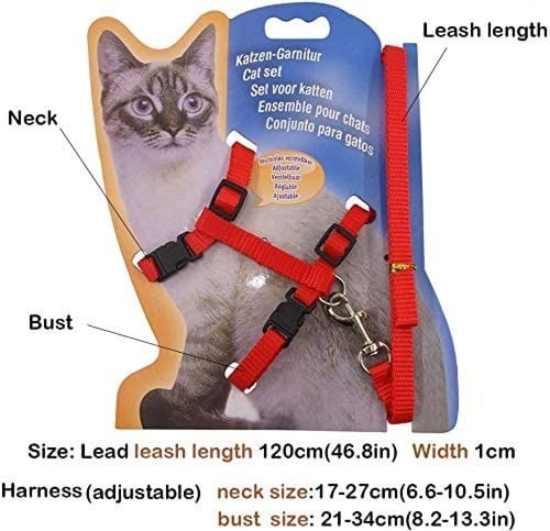 مشد و حزام للحيوانات الأليفة والقطط بطوق من النايل...