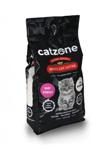 رمل قطط كات زون برائحة بيبي بودر Cat Zone white Ca...