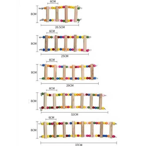 سلم خشبي - للببغاء وطيور الحب والحيوانات الصغيرة