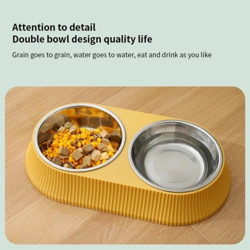صحن أكل مزدوج لاطعام الحيوانات الاليفة - مأكلية قط...