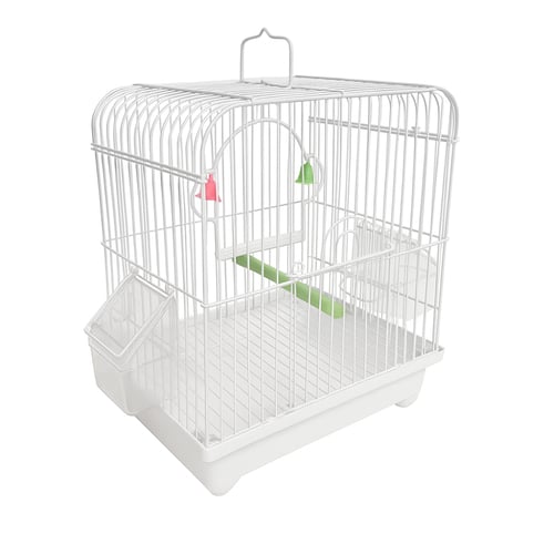قفص طيور (مأكليتين) - اللون أبيض - قفص للطيور حجم...