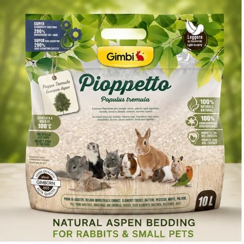 جيمبي بيوبيتو نشارة خشب طبيعية للأرانب والهامستر والحيوانات الصغيرة 10لتر Gimbi Pioppetto Litter For Rodents 10L