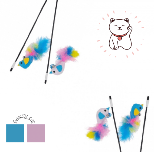 لعبة سنارة تفاعلية للقطط والحيوانات الاليفة على شك...