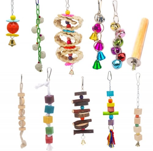 لعبة طيور على شكل اعواد خشبية - العاب قفص ببغاء سل...