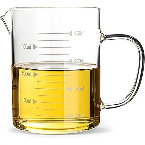 ابريق قياس زجاجي بغطاء خشبي مقاس 350مل