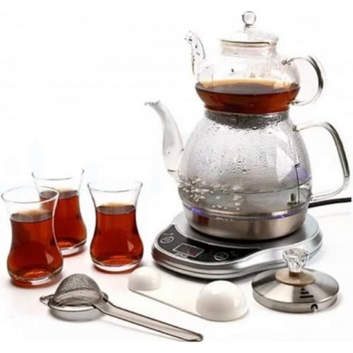 إبريق مع براد شاي الكتروني لاعداد الشاي التركي على...