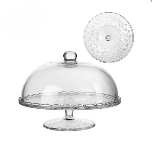 صحن تقديم زجاج بغطاء