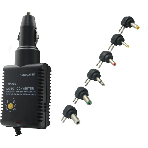محول طاقة للسيارة شامل 12V حتى 24V مع رؤوس متعددة