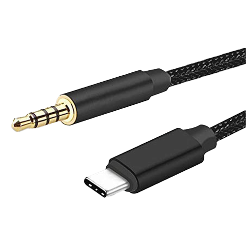 كيبل قماش تايب سي الى اواكس M اسود 1 متر