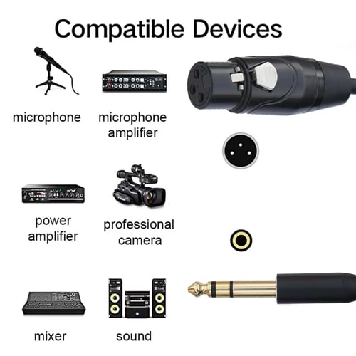 كيبل XLR F الى منفذ صوتي M طول 2 متر