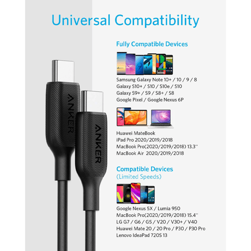 كيبل شاحن تايب سي-تايب سي انكر 1م