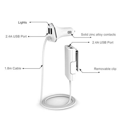 شاحن سيارة اوي 4 مخارج ابيض C-400