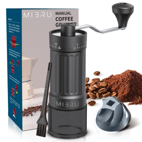 مطحنة قهوة يدوية بترس سيراميك اسود و تحكم خارجي با...