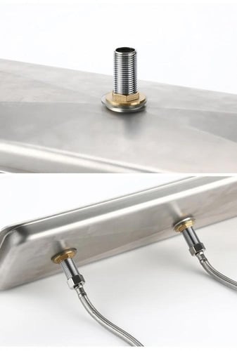 فضي - فتحة دائرية رينزر رصاصي 42*23 سم | Glass Rai...