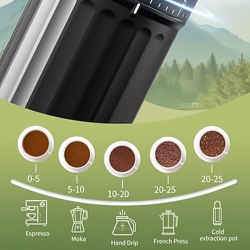 مطحنة قهوة يدوية بترس سيراميك اسود و تحكم خارجي با...