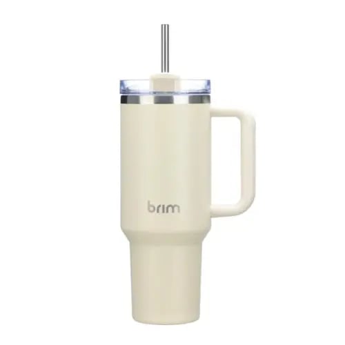 Large Travel Mug with Straw 40oz Ivory - Brim