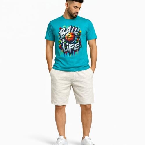 Turquoise T-shirt and snow shorts set - 6322