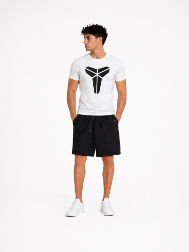 White T-shirt and black shorts 4789